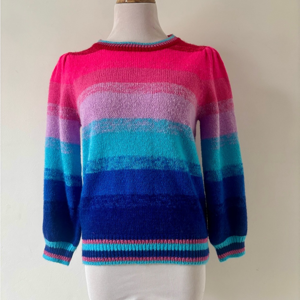 LILLY PULITZER Hali Sweater Red Ruby Ombre Sunset Stripe Pullover Size Small